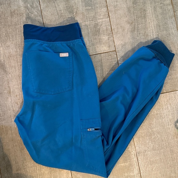 Figs Woman’s Blue Joggers with Orange Drawstring , small - Picture 2 of 4